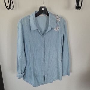 Soft Surroundings Sky Blue Button Down Shirt